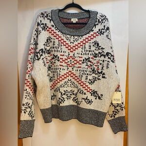 A.N.A Red Combo Knit Sweater Size XXL NWT